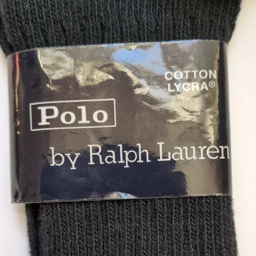 Vintage Men's‎ Polo Ralph Lauren Cotton Socks - Black on Black Logo - USA Made